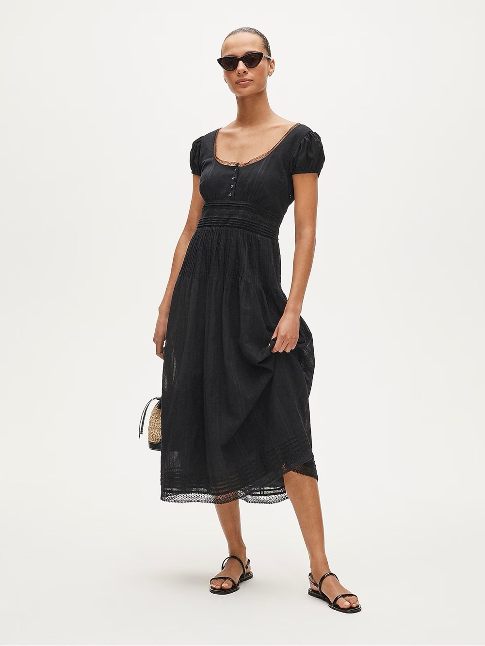 J.Crew Lace-Trim Pintuck Midi Dress - Picture 3 of 9